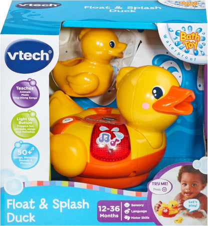 VTech Float &amp; Splash Duck, Juguete de Baño para Niños de 1 Año, Juguete de Baño Sensorial con Luces y Música, Regalo para la Hora del Baño para Bebés y Niños Pequeños de 1, 2, 3 Años+, Versión en Inglés