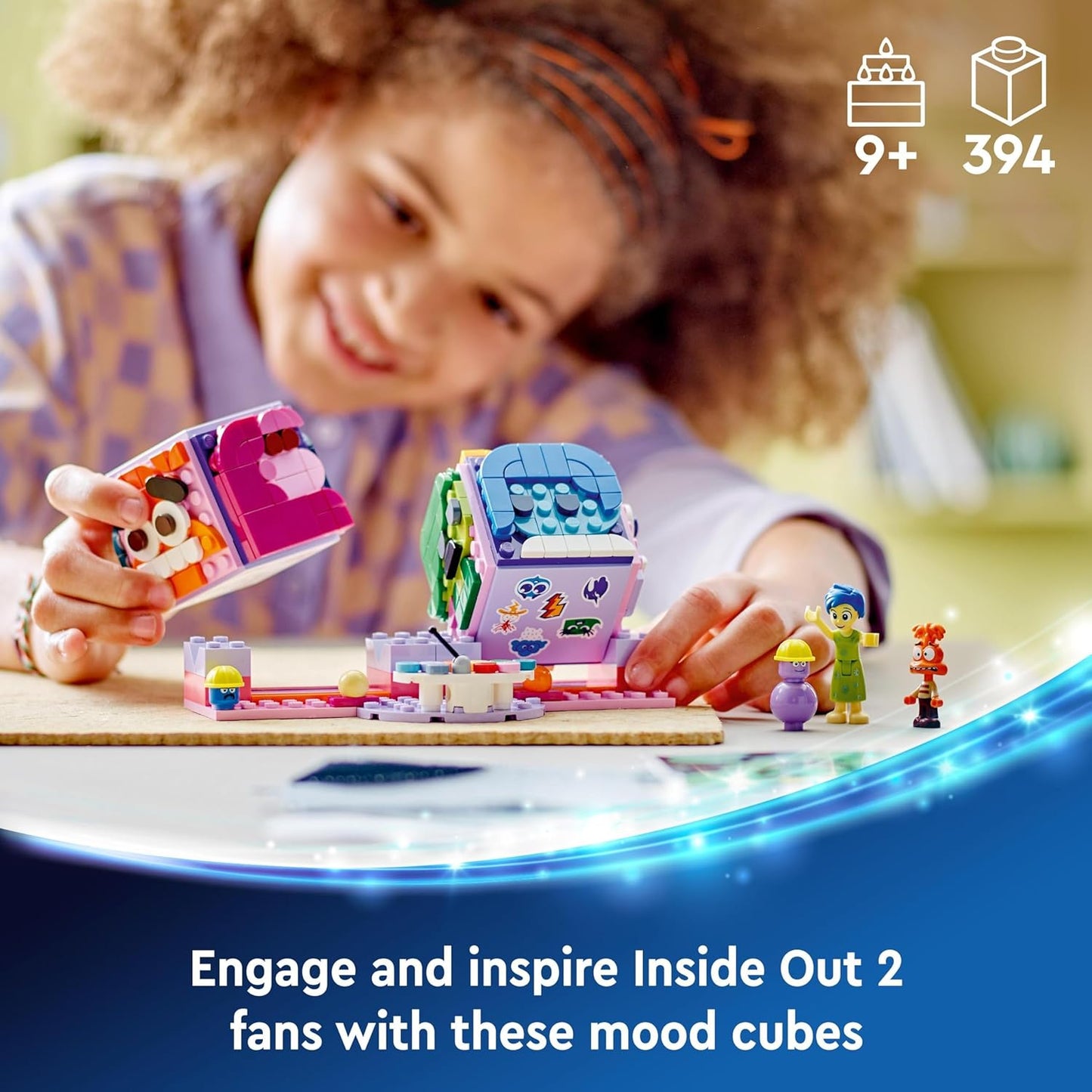 LEGO Disney Pixar Inside Out 2 Mood Cubes Playset, brinquedo de construção para meninas e meninos de 9 anos ou mais, inclui minibonecas de personagens do filme, presente divertido para compartilhar emoções como alegria 43248