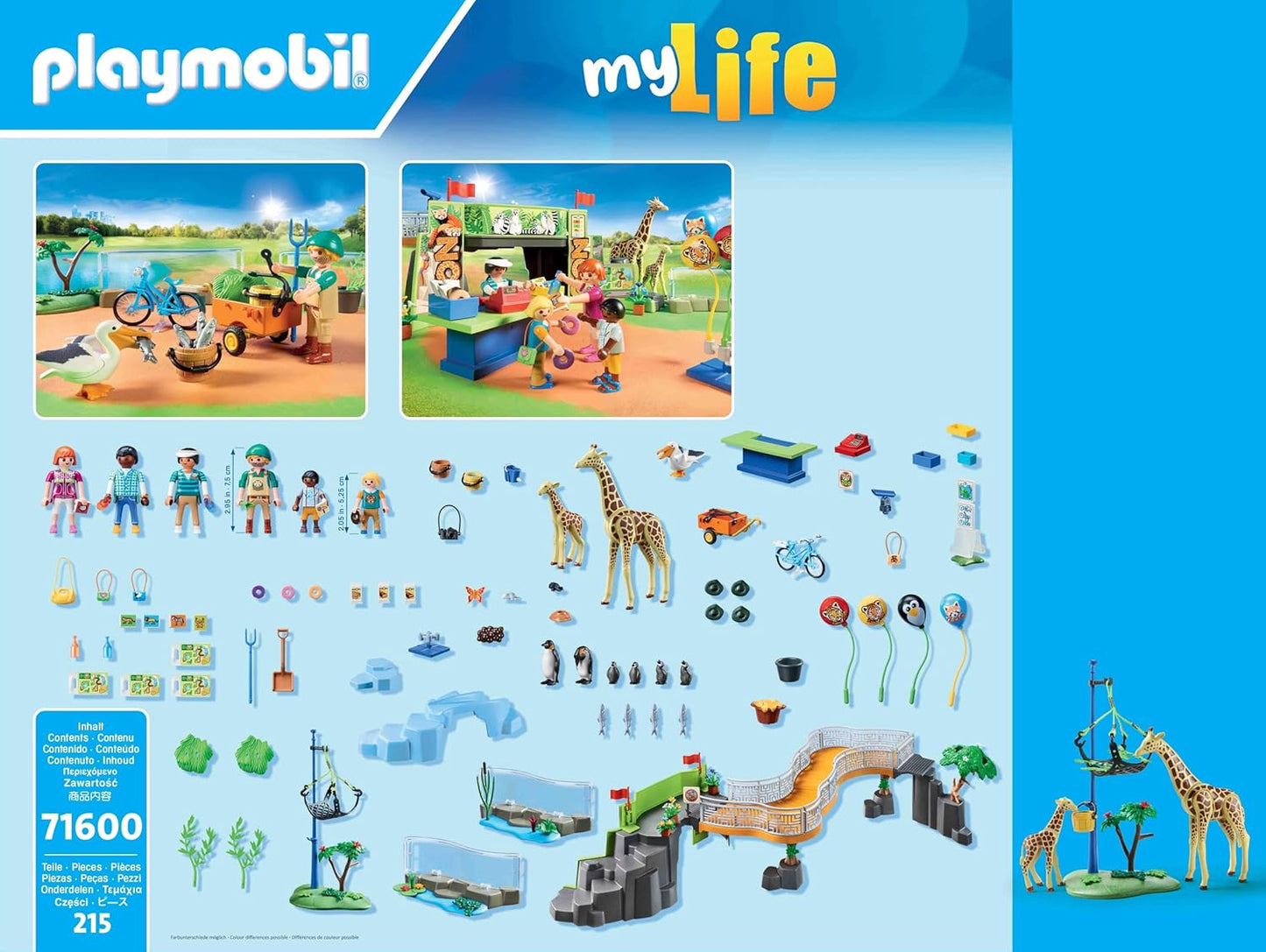 Playmobil 71600 MyLife: Large City Zoo, extenso zoológico com 16 animais exóticos, bem como acessórios variados, conjuntos de jogos detalhados adequados para crianças a partir de 4 anos