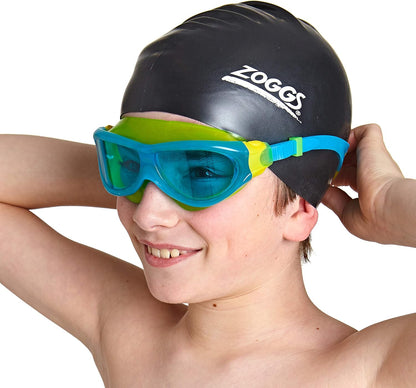 Zoggs Óculos de natação Phantom Junior, óculos de natação com proteção UV, alças de óculos infantis de ajuste rápido, lentes de óculos de natação transparentes sem neblina, óculos de natação para crianças de 6 a 14 anos, colorido, azul/amarelo