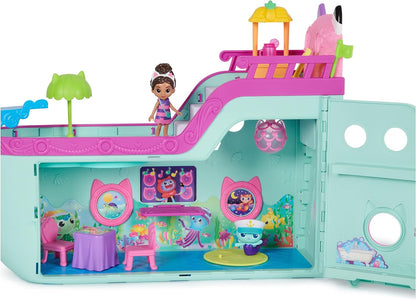 Gabby’s Dollhouse, Gabby Cat Friend Ship, brinquedo de navio de cruzeiro com 2 figuras de brinquedo, brinquedos surpresa e acessórios para casa de bonecas, brinquedos infantis para meninas e meninos 3+