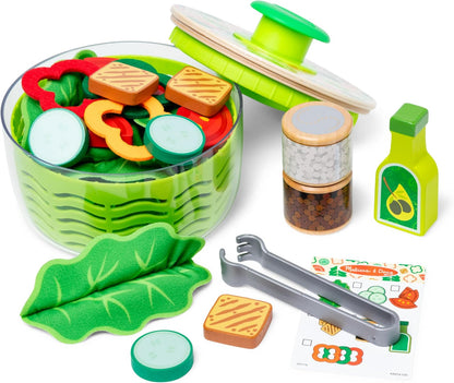 Melissa & Doug Conjunto de jogos Salad Spinner, comida de simulação para meninos e meninas de 3 anos ou mais