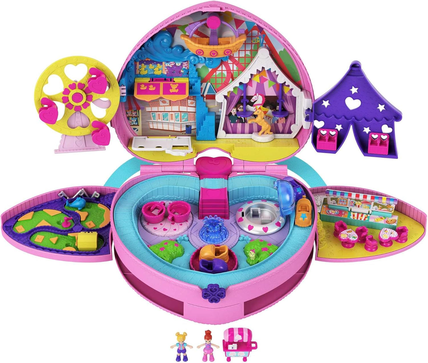 Polly Pocket Mochila Theme Park compacta com 2 bonecas, acessórios e diversas atividades