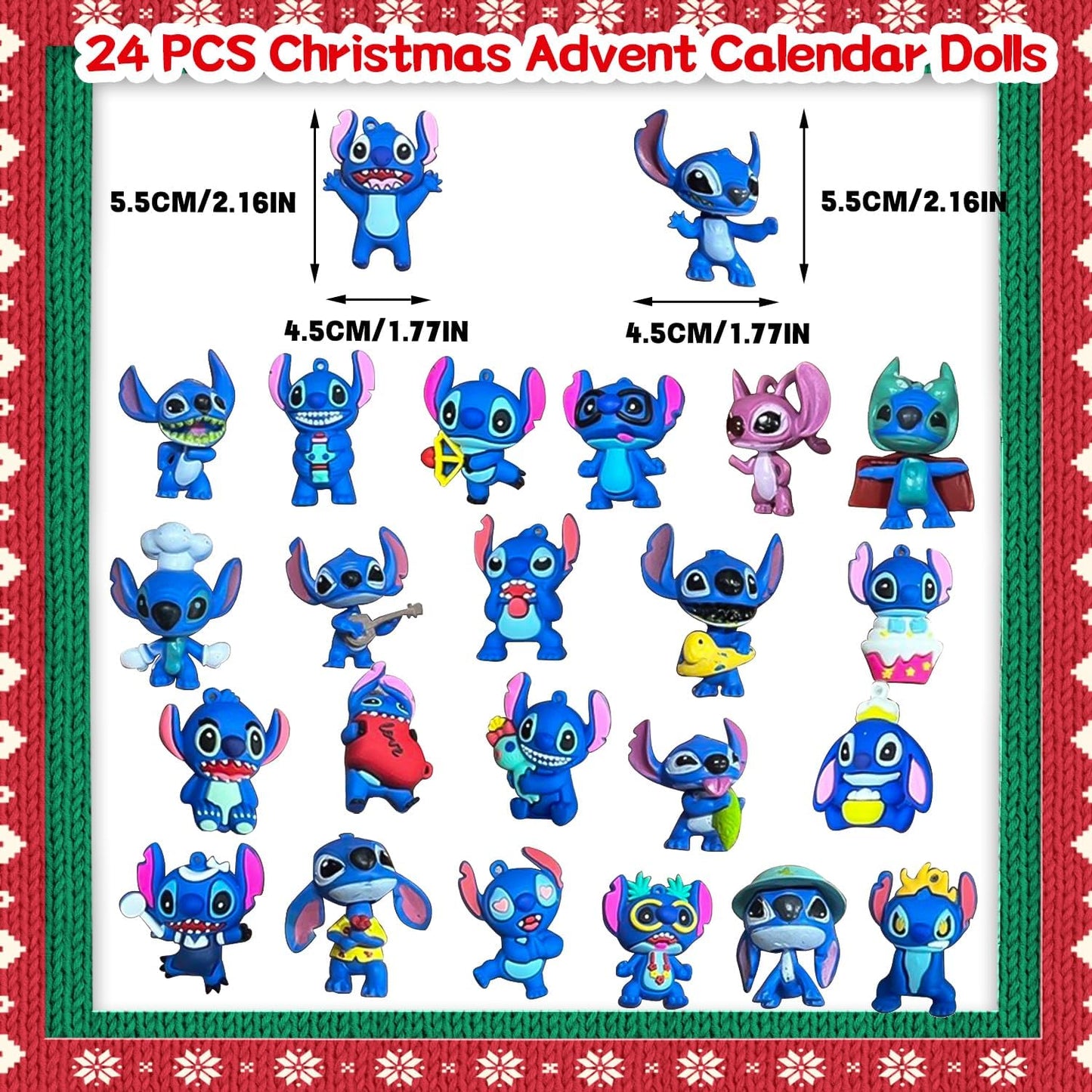 SereneSage Calendário do Advento de Natal 2024, 24 dias de calendário de contagem regressiva de Natal com 24 peças de brinquedos de desenho animado fofos, bonecas para presentes de Natal, ideia de enchimento de meia