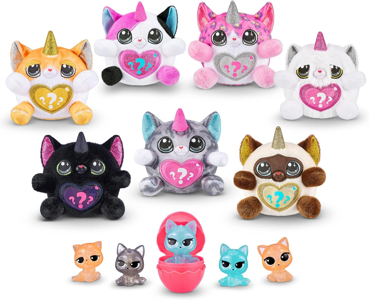 Rainbocorns Kittycorn Surprise Series 1, Clover the Exotic Cat - Pelúcia colecionável - 10 surpresas para desembalar, descascar e revelar coração, adesivos, maiores de 3 anos