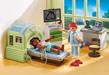 Playmobil 71618 Action Heroes: ressonância magnética com paciente, exame realista pelo radiologista, feito com mais de 80% de materiais reciclados e de base biológica, conjuntos de jogos detalhados adequados para crianças com mais de 4 anos