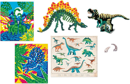 Janod - Jurassic Explorer - Carpeta Explorer - Kit de artes y manualidades - 6 actividades diferentes - Juguete de actividades artesanales para niños a partir de 6 años,