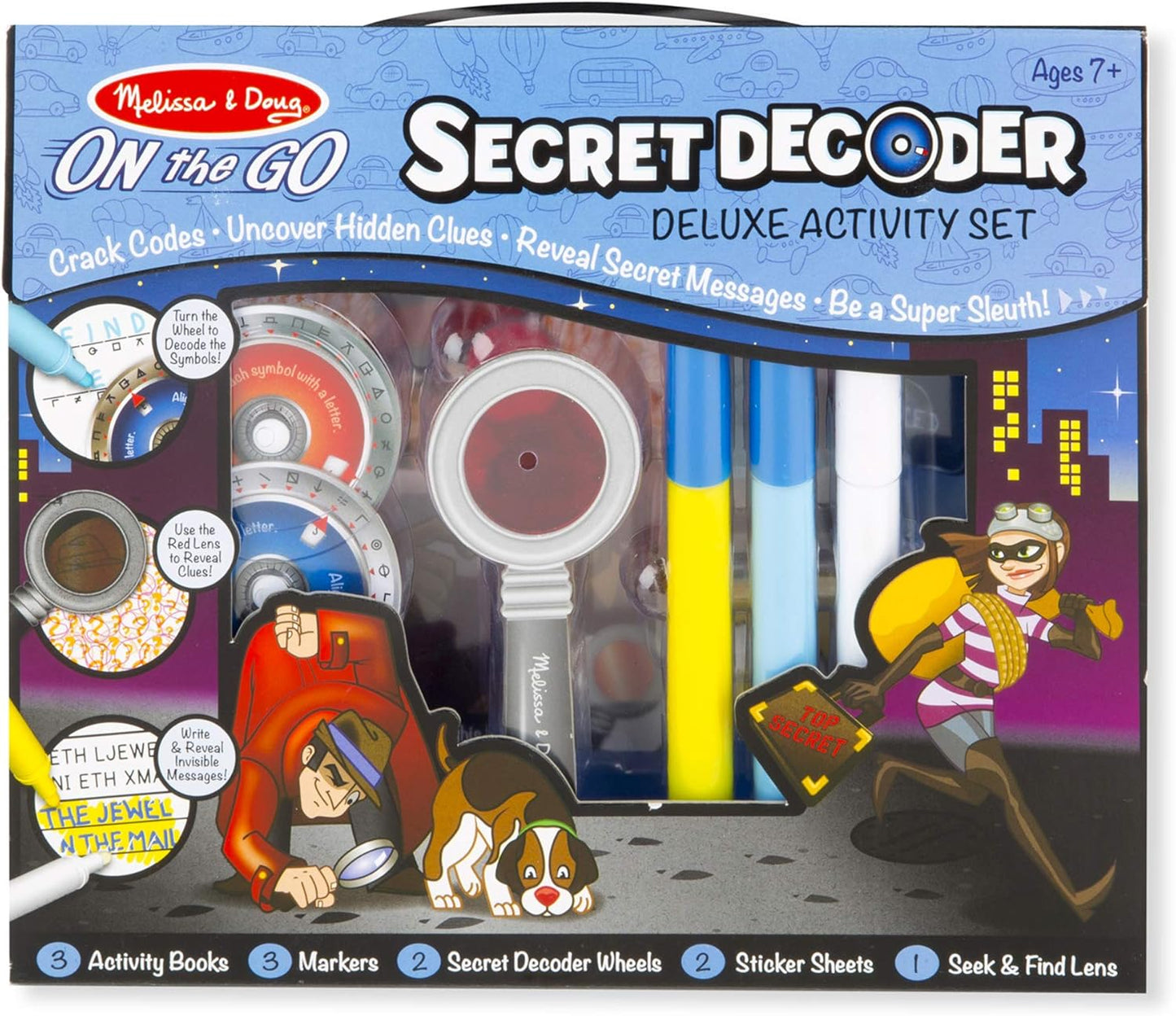 Melissa & Doug Secret Decoder Role Play Detective Kit | Kit espião para pacotes de atividades infantis | Livro de atividades de jogos de viagem | Atividades de Avião | Presentes para meninos ou meninas de 7 anos