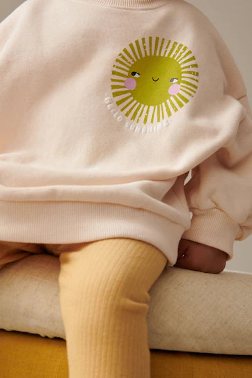 |Niña| Conjunto de jersey y leggings Relaxed Fit - Amarillo (3 meses a 7 años)