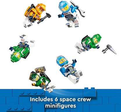 LEGO Brinquedo de estação espacial modular da cidade para meninos, meninas e crianças de mais de 7 anos, conjunto de jogos de exploração científica com um ônibus espacial e 6 minifiguras de astronauta, presente de aniversário para amantes de naves