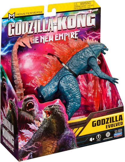 MonsterVerse Godzilla x Kong: The New Empire, brinquedo de boneco de ação Godzilla Evolved de 6 polegadas, brinquedo icônico de personagem de filme colecionável, inclui recurso de energia de raio de calor, brinquedo adequado para maiores de 4 anos