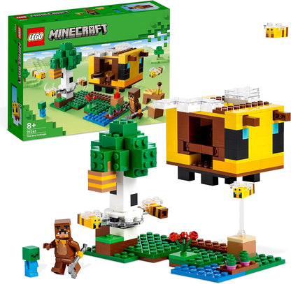 LEGO 21241 Minecraft The Bee Cottage Brinquedo de construção com casa edificável, fazenda, bebê zumbi e figuras de animais, ideia de presente de aniversário para meninos e meninas