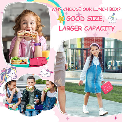 Lehoo Castle Lancheira infantil Bento, lancheira com 5 compartimentos, recipientes de almoço de 1,25L com pote de molho, colher e garfo para meninos e meninas, escola, à prova de vazamentos, sem BPA (dinossauro)