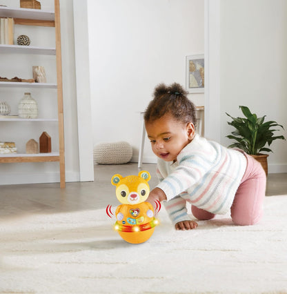 VTech Baby Rock and Roll Bear, brinquedo oscilante interativo com sensor de movimento para brincadeiras de causa e efeito, frases, sons e músicas para habilidades sensoriais e motoras, para bebês de 6, 9, 12, 18 meses +, versão em inglês