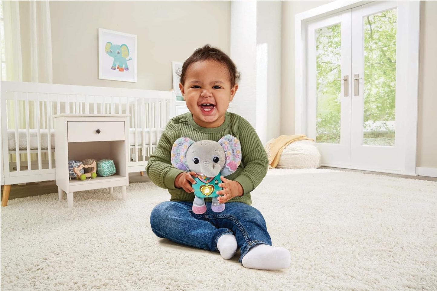 VTech Baby Cuddle &amp; Sing Elephant, Juguete Interactivo para Bebé con Luces, Números y Canciones, Sonajeros y Texturas, Regalo para Bebés de 3, 6, 9, 12 Meses+, Versión en Inglés