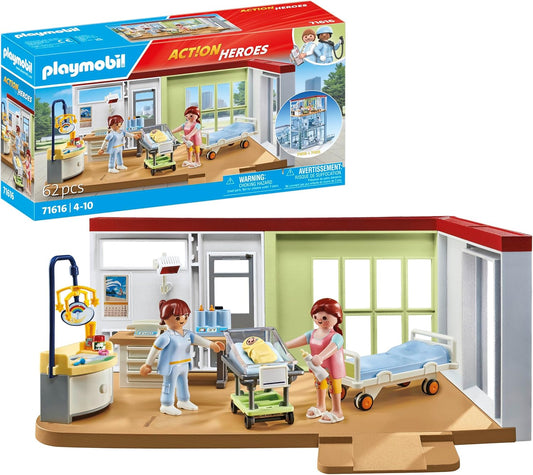 Playmobil 71616 Action Heroes: Maternidade, feita com mais de 80% de materiais reciclados e de base biológica, conjuntos detalhados adequados para crianças a partir de 4 anos