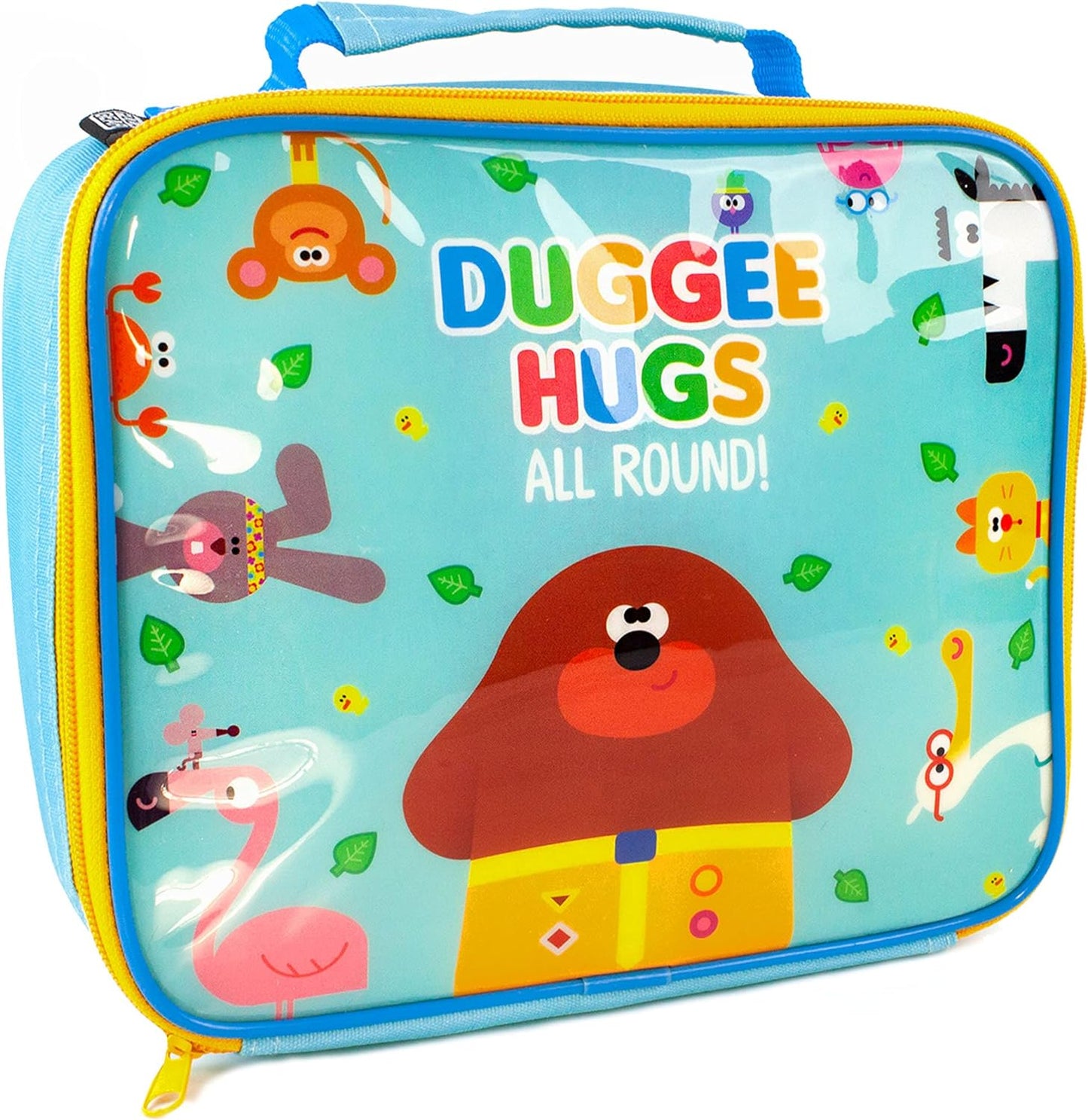 Hey Duggee Conjunto de lancheira para crianças | Saco isolado para comida, garrafa de água e lanche | Aventura com personagens de meninos e meninas | Conjunto de almoço divertido para mercadorias de séries de TV para jovens fãs do programa