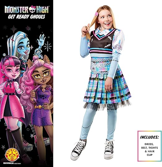 Rubies Fantasia oficial de Monster High Frankie Stein da para meninas de luxo, vestido extravagante infantil