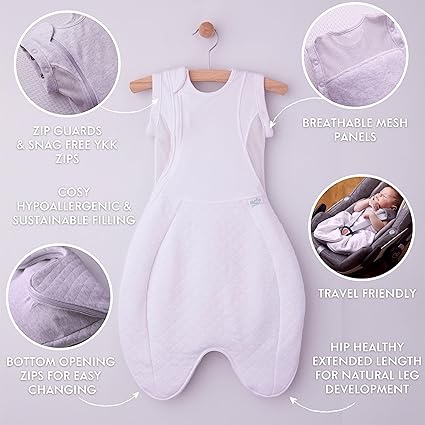 PurFlo Swaddle para saco de dormir | Saco de dormir transpirable para recién nacido que crece con su bebé | Envolver los brazos hacia adentro o hacia afuera | Cadera sana | 0-4 meses | Saco de dormir de 2,5 tog para todas las estaciones.