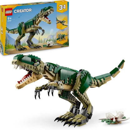 LEGO Criador 3 em 1 T. rex para Triceratops para brinquedos de pterodáctilo, figuras de dinossauros para meninos e meninas de 9 anos ou mais, conjunto de construção de modelo de brinquedo Dino ajustável, ideia