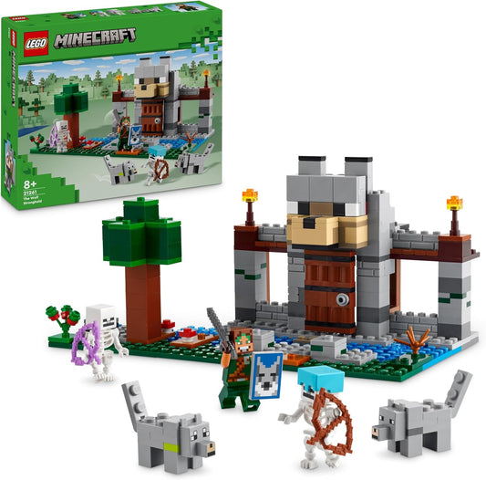 LEGO Minecraft The Wolf Stronghold Fortress Set, juguete de construcción para niños y niñas a partir de 8 años, incluye mesa de manualidades, 2 figuras de esqueleto y lobo para acción de castillo, regalo de cumpleaños para niños 21261