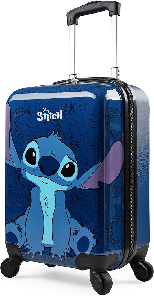 Maleta de viaje infantil Disney Stitch Hard, 30 L de capacidad, 4 ruedas giratorias (An/49 cm - 30 L, azul marino)