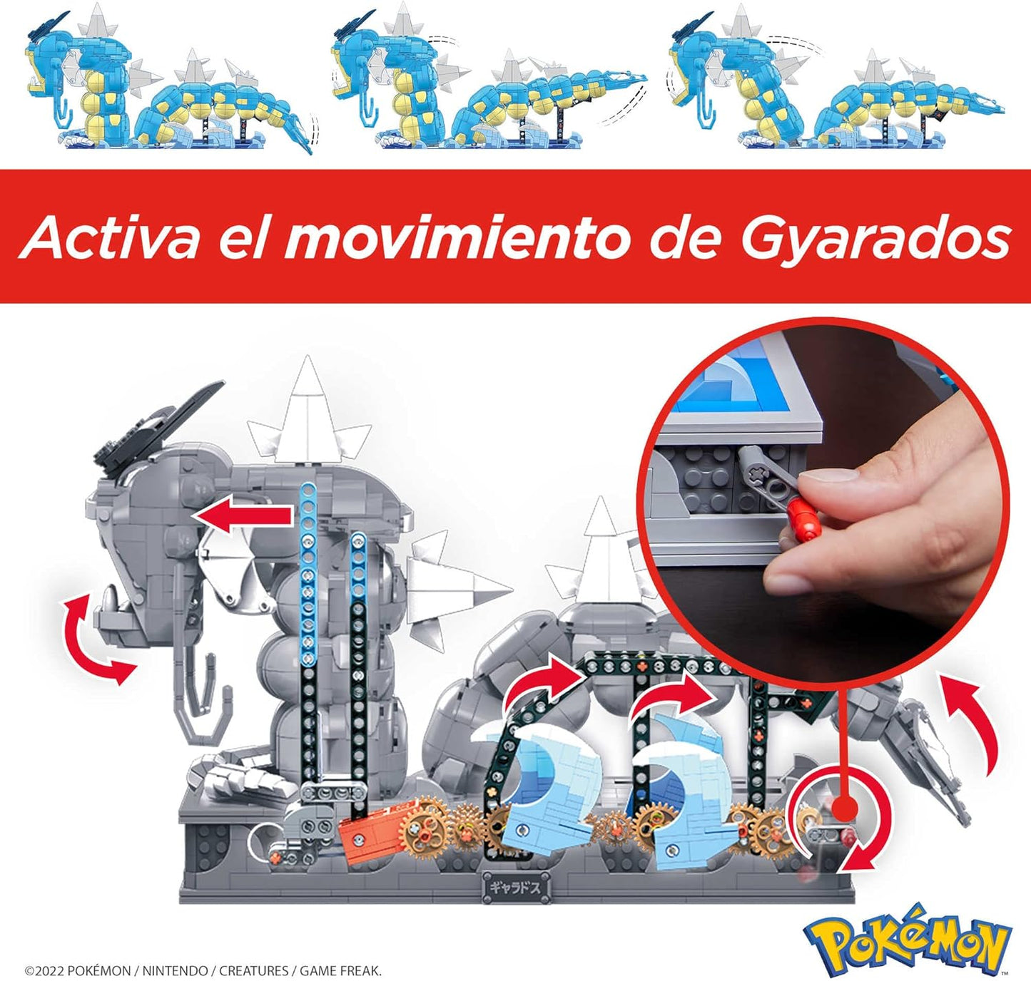 MEGA Brinquedos de construção Pokémon para adultos, Gyarados de movimento com 2186 peças, boca e cauda móveis, ideia de presente para colecionadores, HGC24