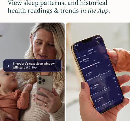 Owlet Monitor inteligente para bebês Dream Bundle 2: Dream Sock® e Owlet Cam 2 - rastreia e notifica a frequência cardíaca e o oxigênio enquanto visualiza o bebê em vídeo HD WiFi 1080p - Bedtime Blue