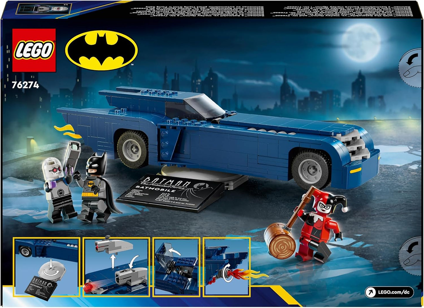 LEGO DC Batman con el Batimóvil vs. Harley Quinn y Mr. Freeze, coche de juguete, juego de vehículos de superhéroe, con 3 minifiguras, regalo de cumpleaños para niños y niñas a partir de 8 años 76274