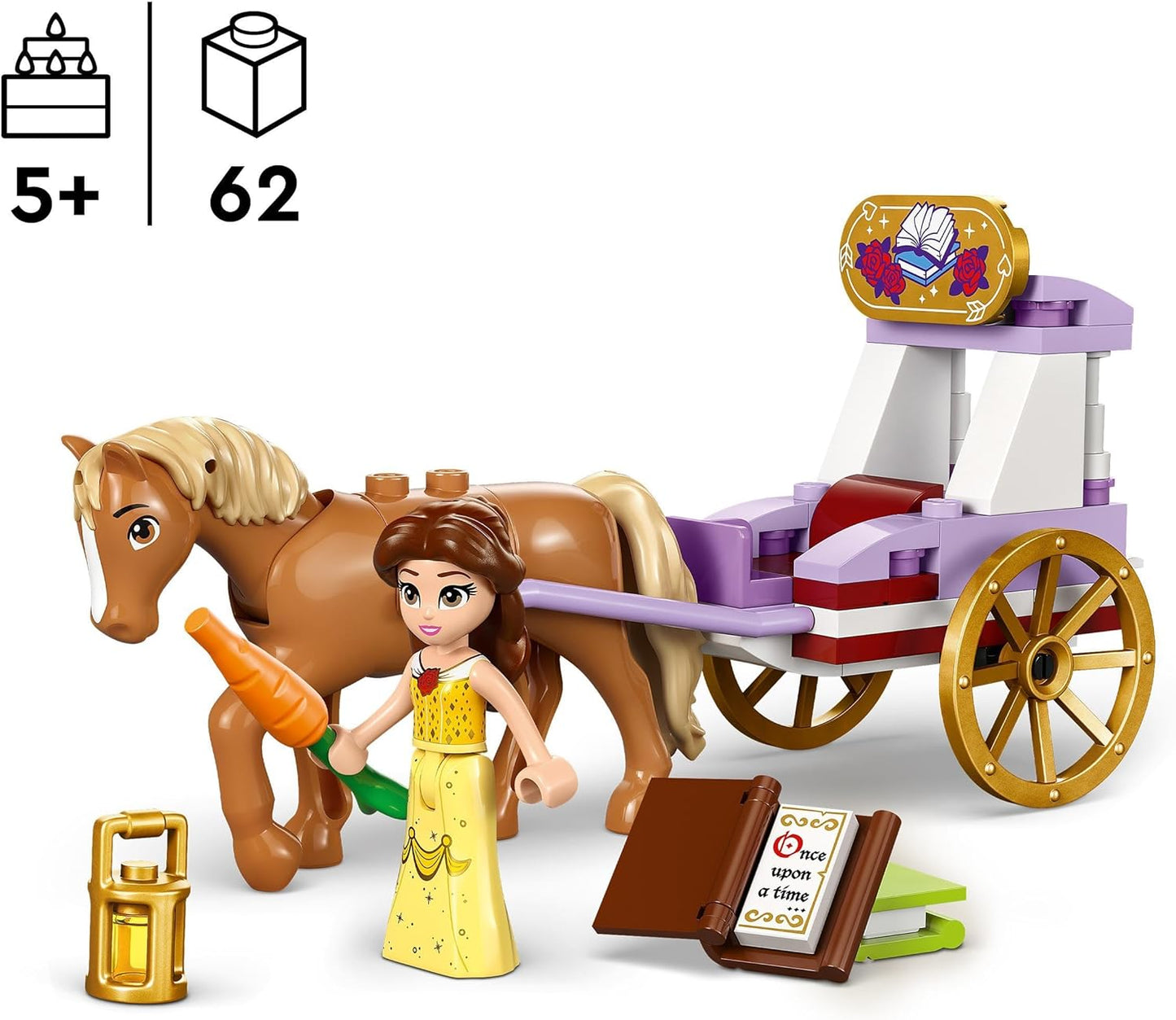 LEGO ǀ Carruagem de cavalos Storytime da Disney Princess Belle, brinquedo de construção para meninas e meninos de mais de 5 anos com miniboneca Belle e figura Phillipe, filme A Bela e a Fera da Disney, presente para crianças 43233