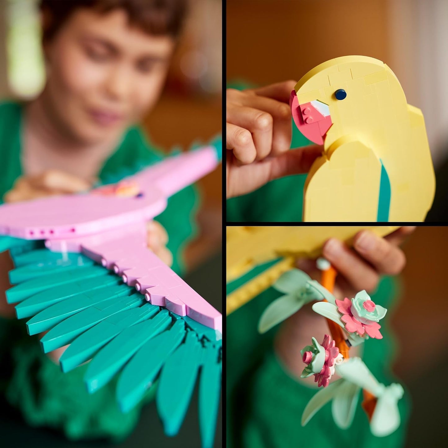 LEGO Coleção Art The Fauna - Papagaios arara, arte de parede para decoração de sala de estar, ideia de decoração de escritório doméstico, conjunto de artes e ofícios com tema de pássaros para adultos, presentes para mulheres, homens, ela ou ele 31211