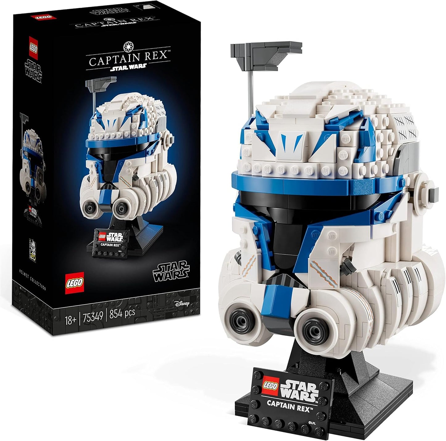 LEGO Conjunto de capacetes do Capitão Rex de Star Wars, colecionável de The Clone Wars para adultos, coleção de modelos da série 2023, ideia de presente de memorabilia para ele ou ela 75349