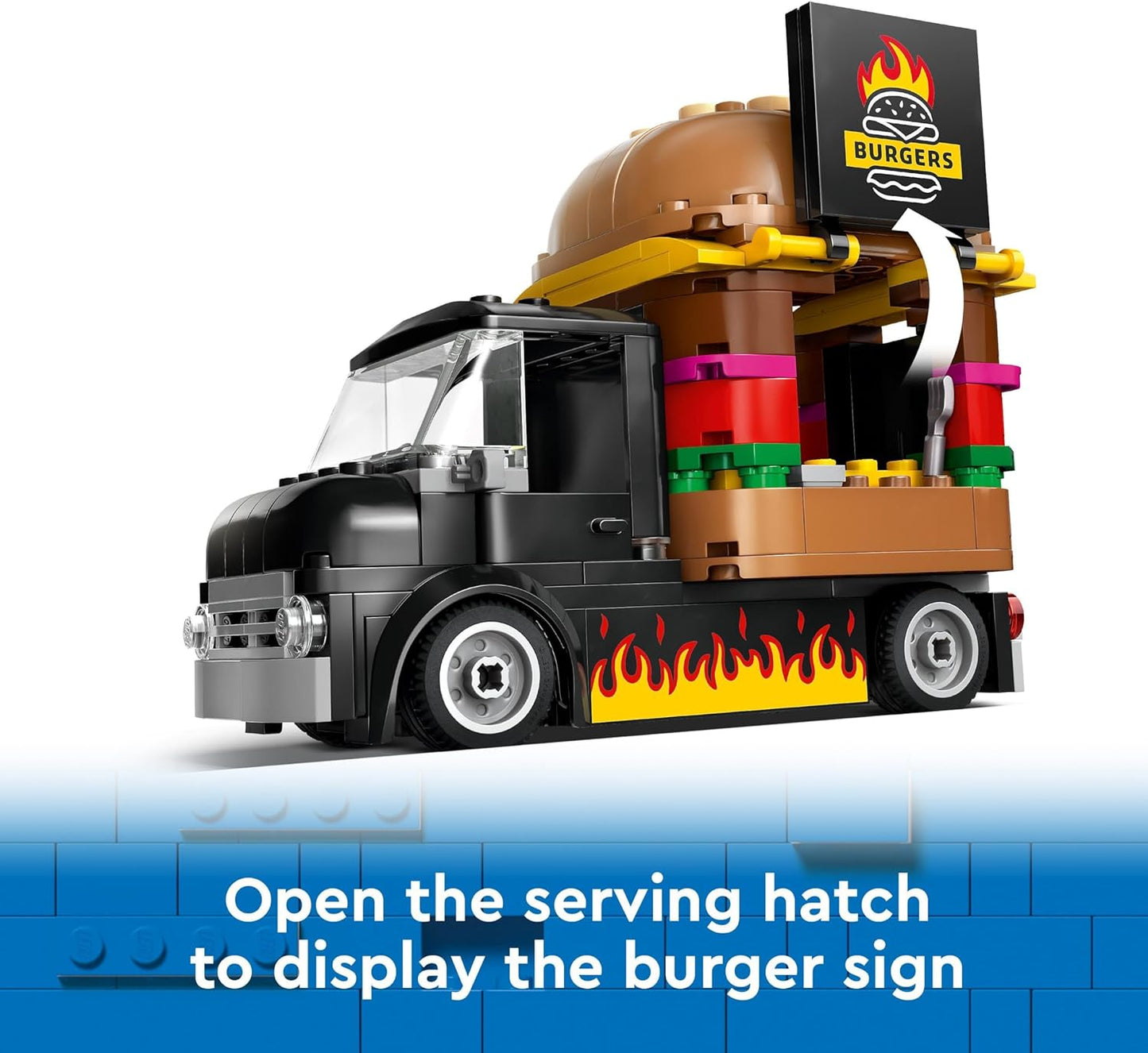 LEGO City Burger Van, brinquedo de caminhão de comida para meninos e meninas de 5 anos ou mais, brinquedos de construção de veículos, conjunto de jogos de cozinha com minifigura e acessórios do fornecedor, presentes de brincadeira imaginativos