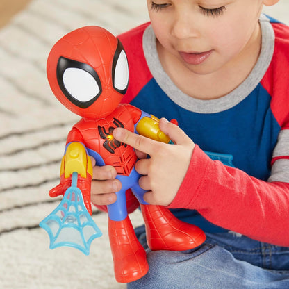 SPIDEY AND HIS AMAZING FRIENDS Marvel Electronic Suit Up Spidey, boneco de ação de 10 polegadas, brinquedos pré-escolares para crianças de 3 anos ou mais