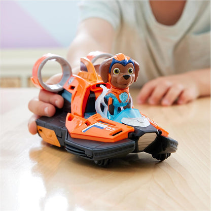 Paw Patrol: The Mighty Movie, Jet Boat de juguete con figura de acción de Zuma Mighty Pups, luces y sonidos, juguetes para niños y niñas 3+