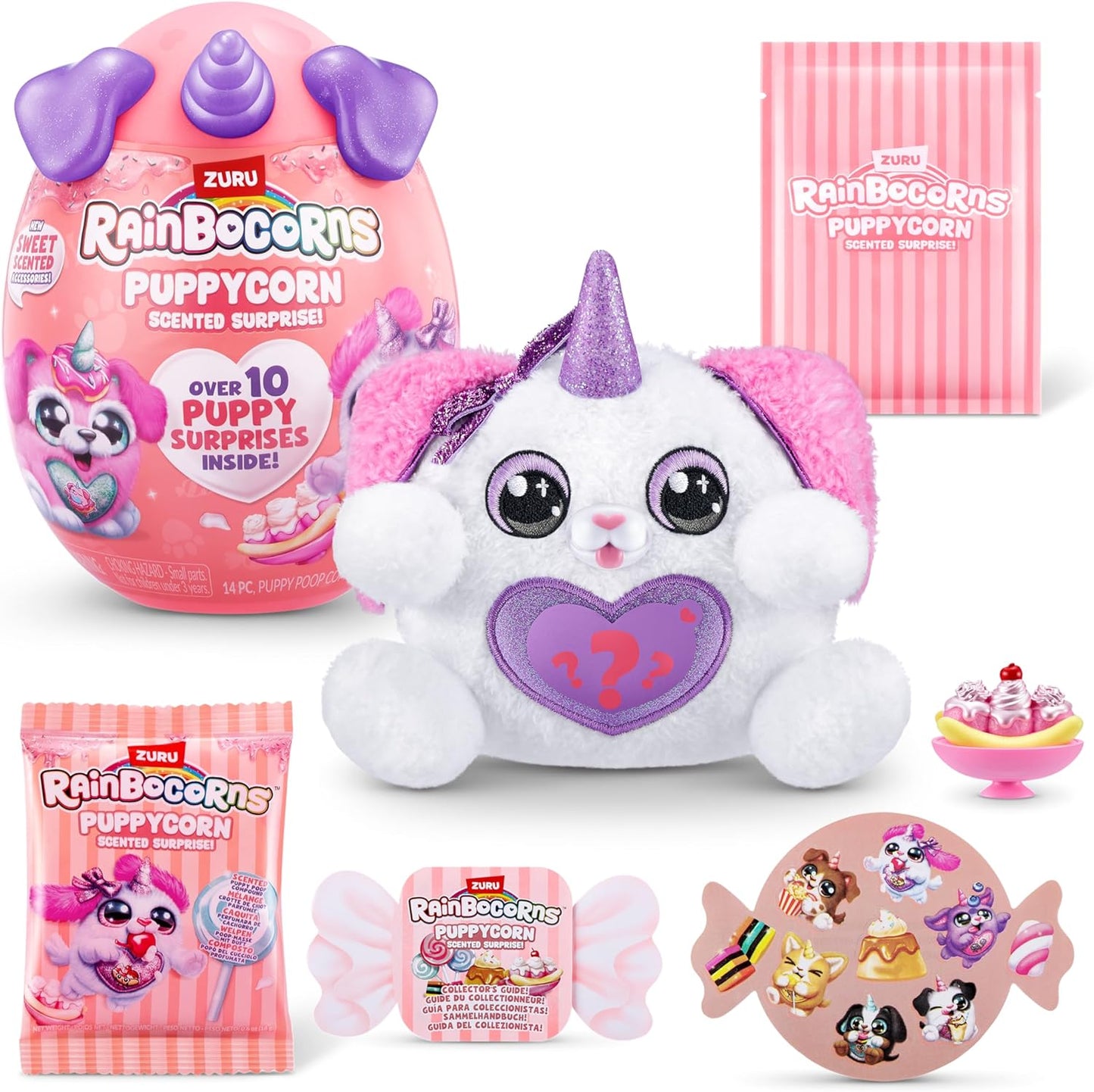 Rainbocorns ZURU Puppycorn Scent Surprise, Poodle, por ZURU Surprise Unboxing Soft Toy, perfumado cachorrinho de pelúcia para meninas