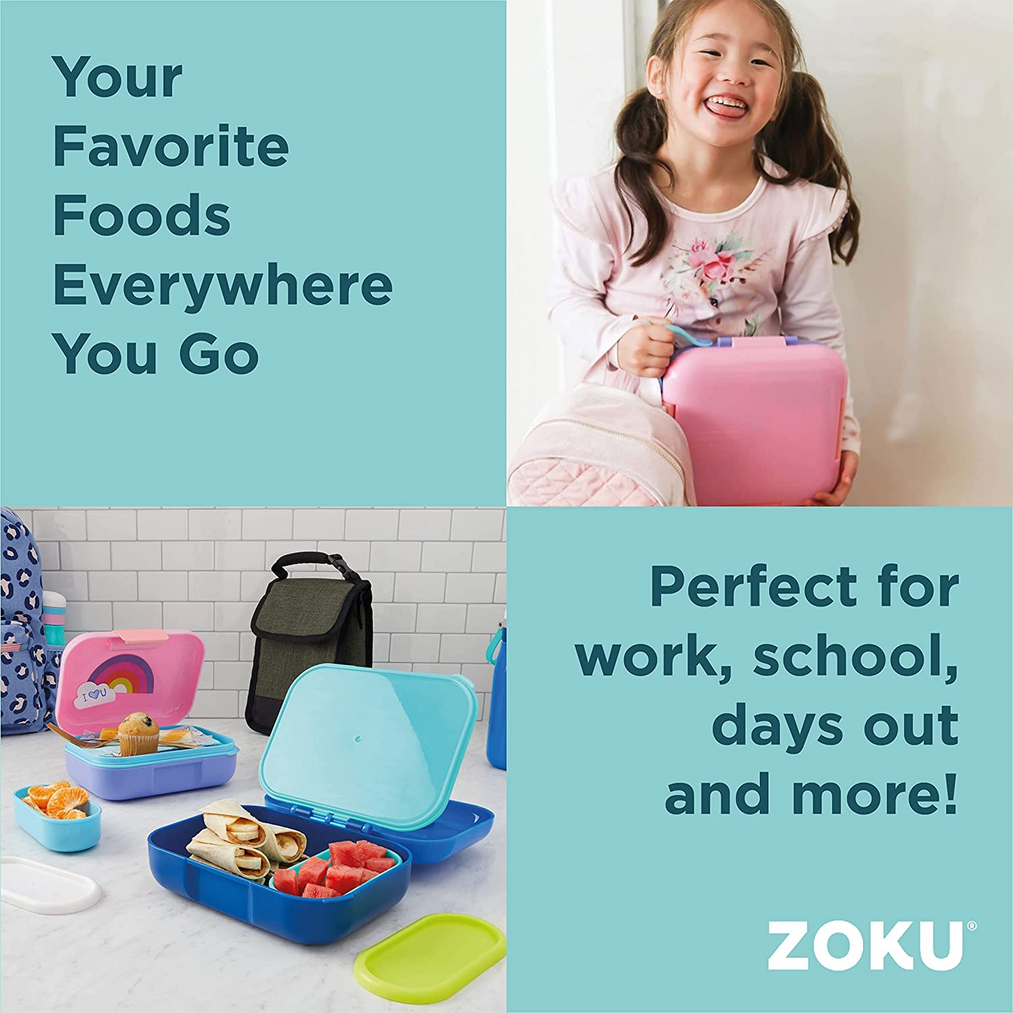 Zoku Lancheira Bento ZK312-PK, Plástico