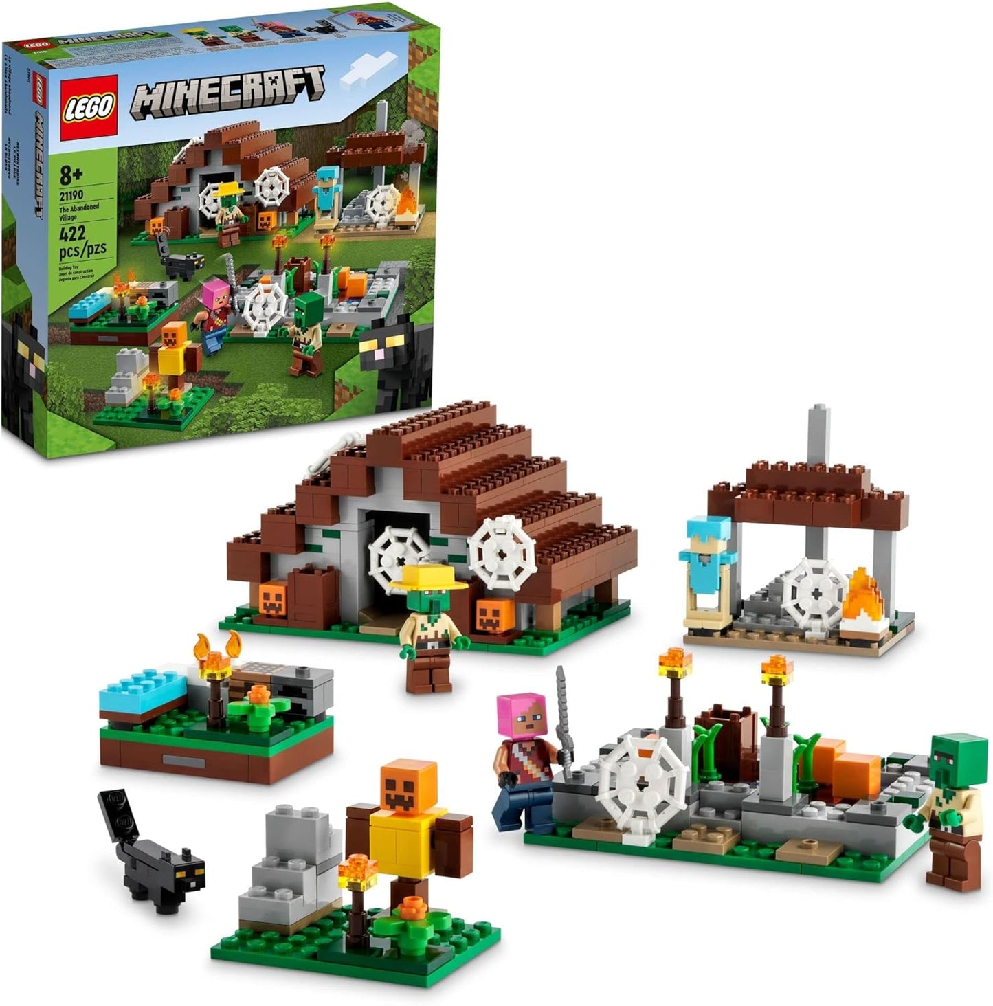 LEGO Kit de construção de vila abandonada do Minecraft 21190, conjunto de brinquedos zumbis do Minecraft, ideia de presente para crianças, meninas, meninos, idade 8+, com figuras de jogo, incluindo zumbis e caçadores de zumbis com acessórios