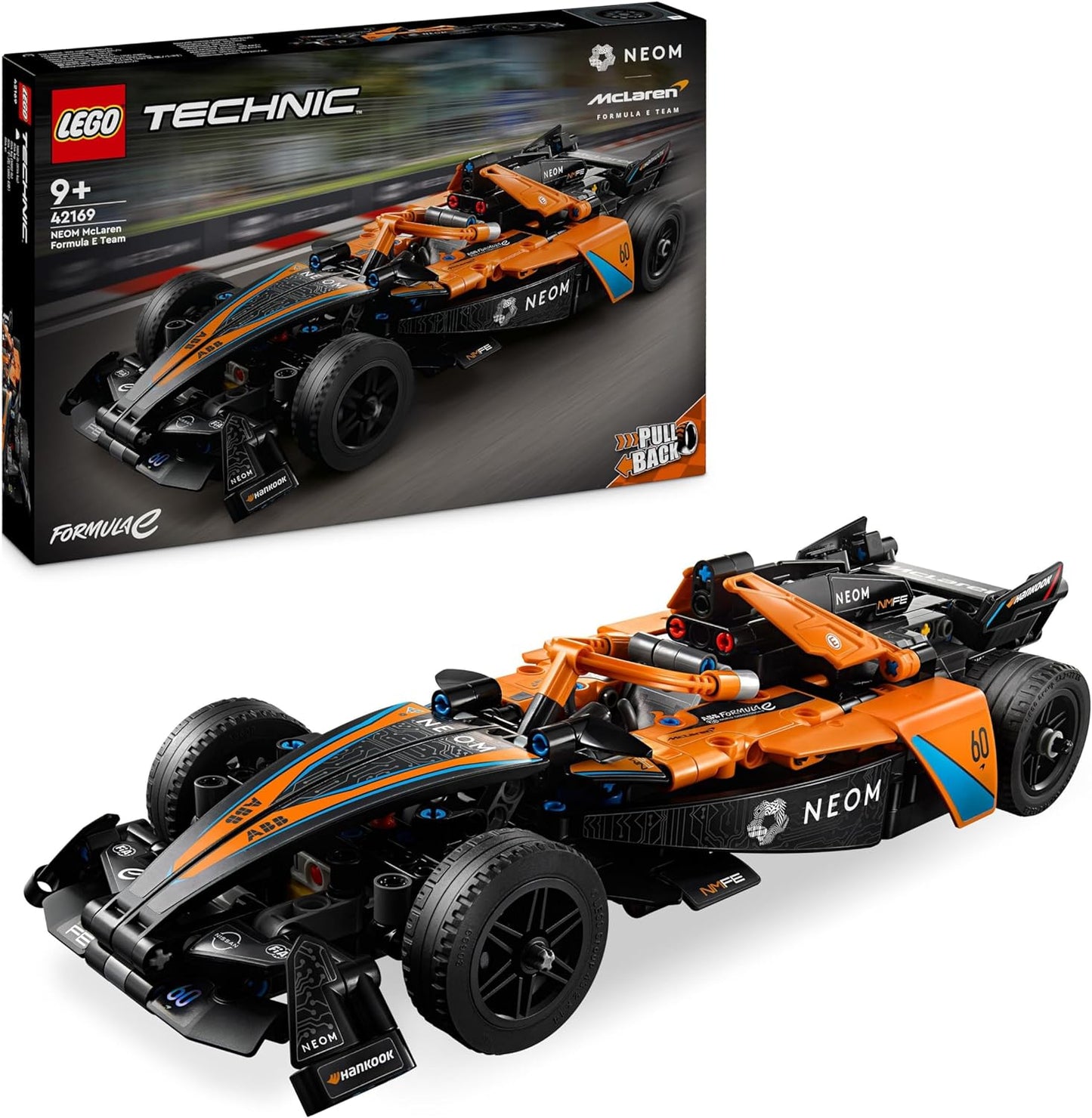 LEGO Brinquedo de carro de corrida Technic NEOM McLaren Formula E para crianças de 9 anos ou mais, meninos e meninas, conjunto de construção de veículo modelo retrátil, decoração de quarto infantil, ideia de presente de aniversário 42169