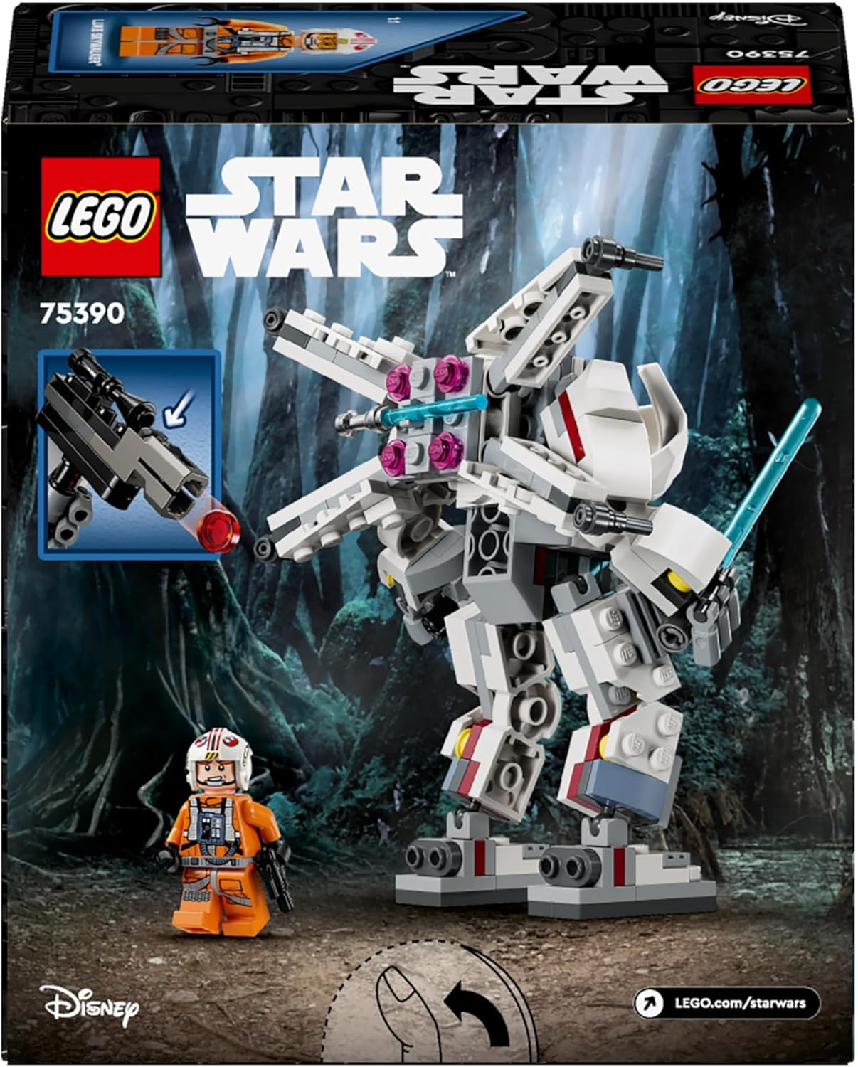 LEGO Star Wars Luke Skywalker X-Wing Mech, brinquedo de construção colecionável para meninos, meninas e crianças de 6 anos ou mais, com uma minifigura de personagem para aventuras de ação e fantasia, pequena ideia criativa para presente 75390