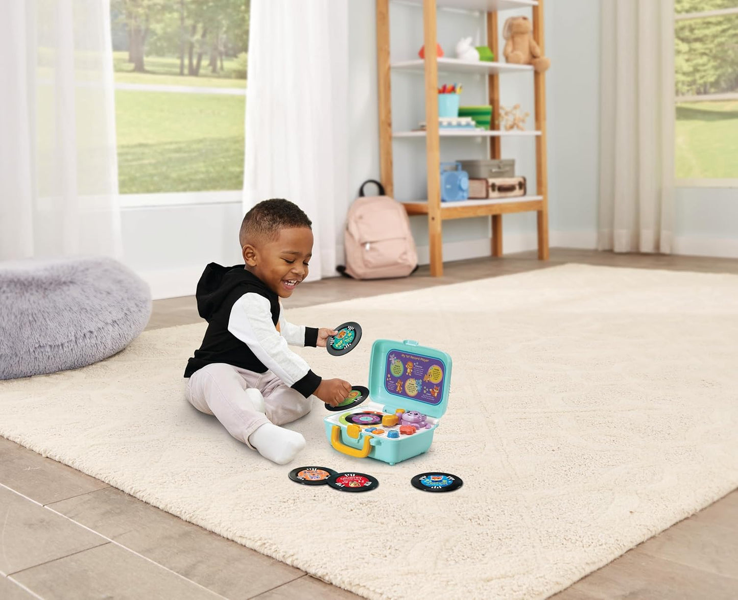 VTech Baby My 1st Record Player, toca-discos de brinquedo com música jazz, pop, techno, country e hip hop com frases divertidas e animais, presente para bebês de 12, 18, 24 meses ou mais, versão em inglês