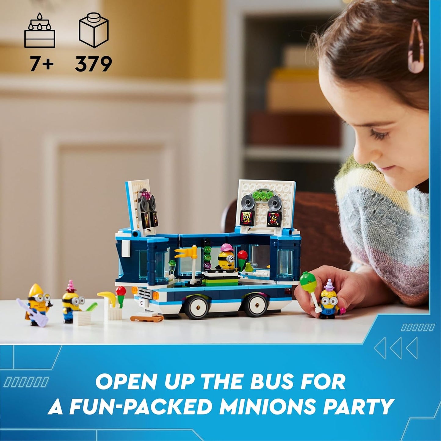 LEGO Ônibus de festa musical Despicable Me Minions, brinquedo de construção criativo para crianças, meninos e meninas com mais de 7 anos, inclui figuras de Gus, Mel, Dave e Phil, ideia criativa para presente de aniversário 75581