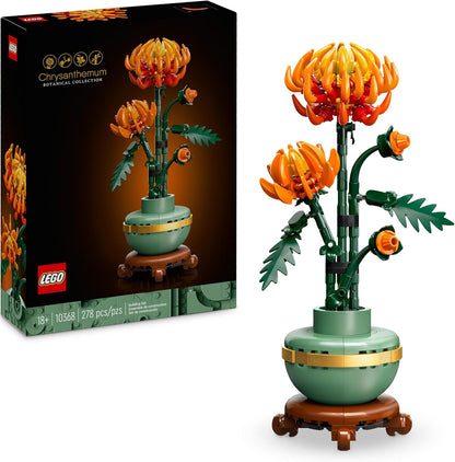 LEGO Conjunto de construção de flores de crisântemo Icons, kit de modelo criativo para adultos construirem, presente de planta artificial para mulheres, homens, ela ou ele, exibição de decoração de escritório doméstico da coleção botânica