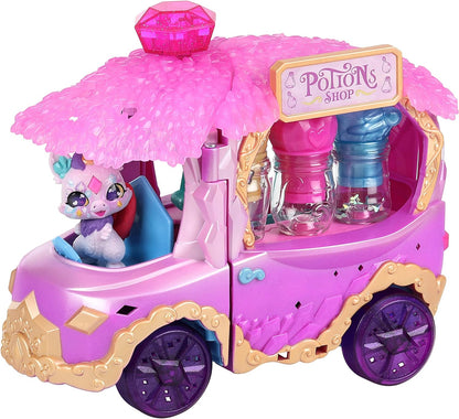 Magic Mixies Magic Potions Truck Playset, se transforma em uma loja de poções, cria 3 feitiços e poções surpresas para seus mixlings, inclui 1 mixling exclusivo,