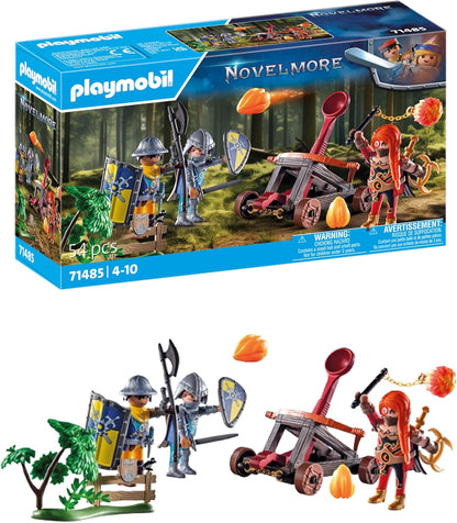 Playmobil 71485 Knights of Novelmore: Roadside Ambush, Novelmore Knights e Burnham Raiders, com catapulta realista, dramatização divertida e imaginativa, conjuntos de jogos de cavaleiro adequados para crianças de 4 anos ou mais