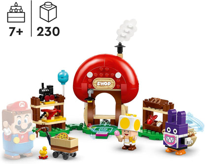 LEGO Conjunto de expansão Super Mario Nabbit at Toad’s Shop, brinquedo colecionável para meninos, meninas e crianças com mais de 6 anos, jogo criativo com 2 figuras de personagens, incl. Sapo amarelo, pequeno presente para jogadores 71429