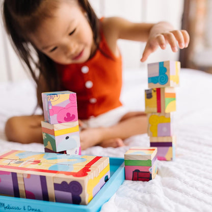 ¡Las pistas de Melissa y Doug Blue y tú! Rompecabezas de madera grueso - alfabeto