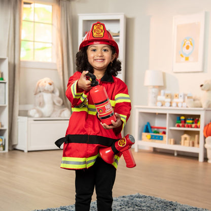 Melissa e Doug Brinquedos de dramatização de fantasia de bombeiro infantil | Fantasia para crianças e bebês Fantasias de Halloween para crianças | Crianças vestindo roupas para meninas ou meninos