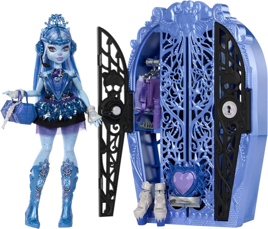 Monster High Conjunto de bonecas e acessórios Skulltimate Secrets, Monster Mysteries Abbey Bominable com armário de vestir e mais de 19 surpresas, incluindo roupas