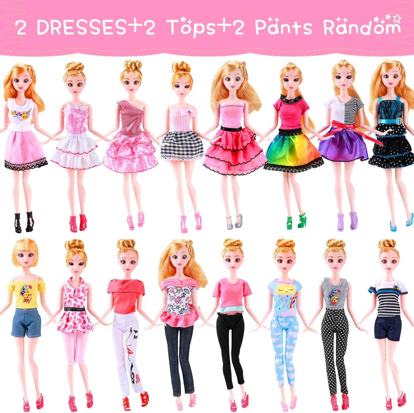 56 piezas de ropa de muñeca para Barbie, accesorios de muñeca, mini vestido, vestido de fiesta, conjunto de bikini, tops, pantalones, bolsos, zapatos, accesorios de joyería, estilo aleatorio para muñeca de niña de 11,5 pulgadas